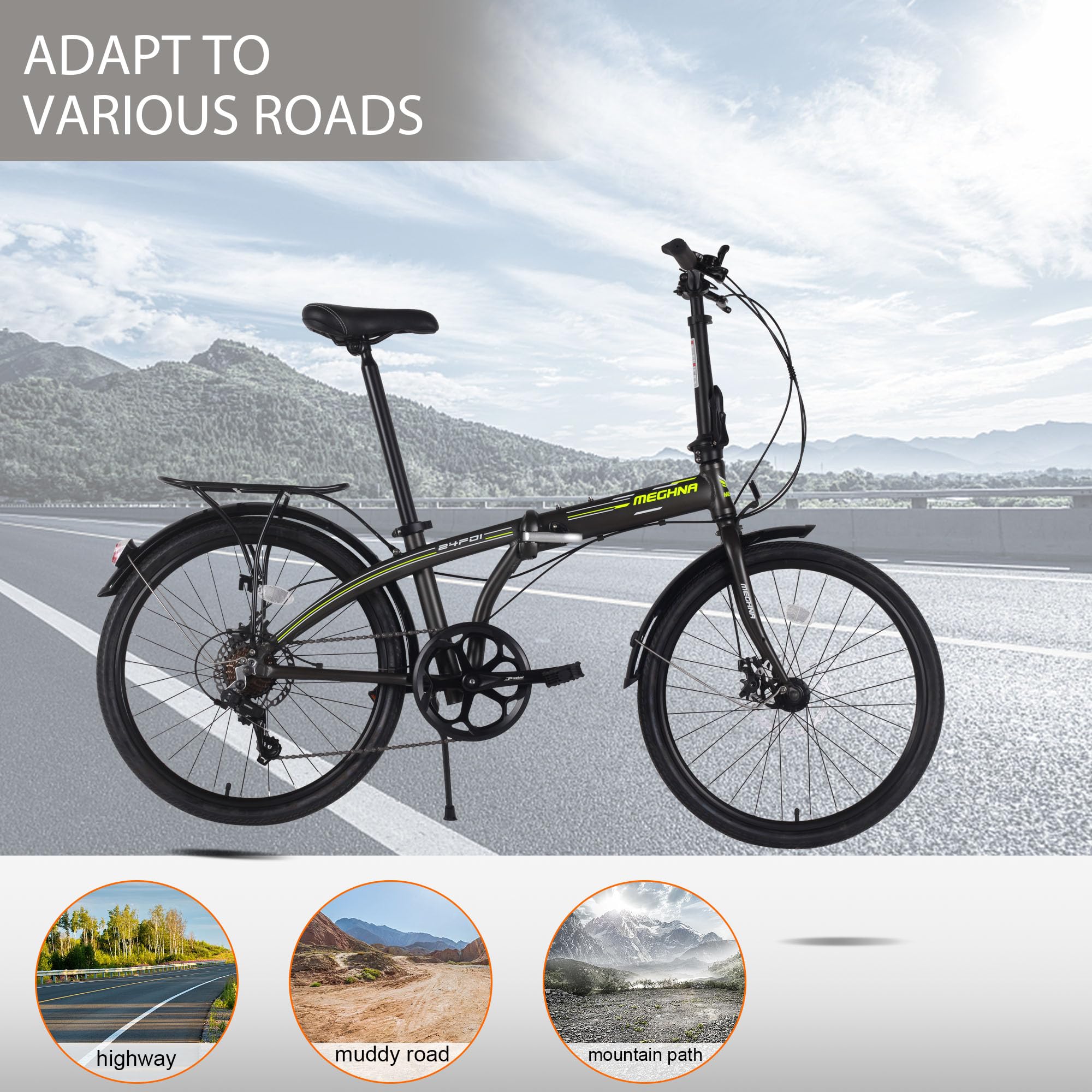 Amazon.com : ZUKKA Folding Bike 24 Inch Foldable City Bike 7 Speed