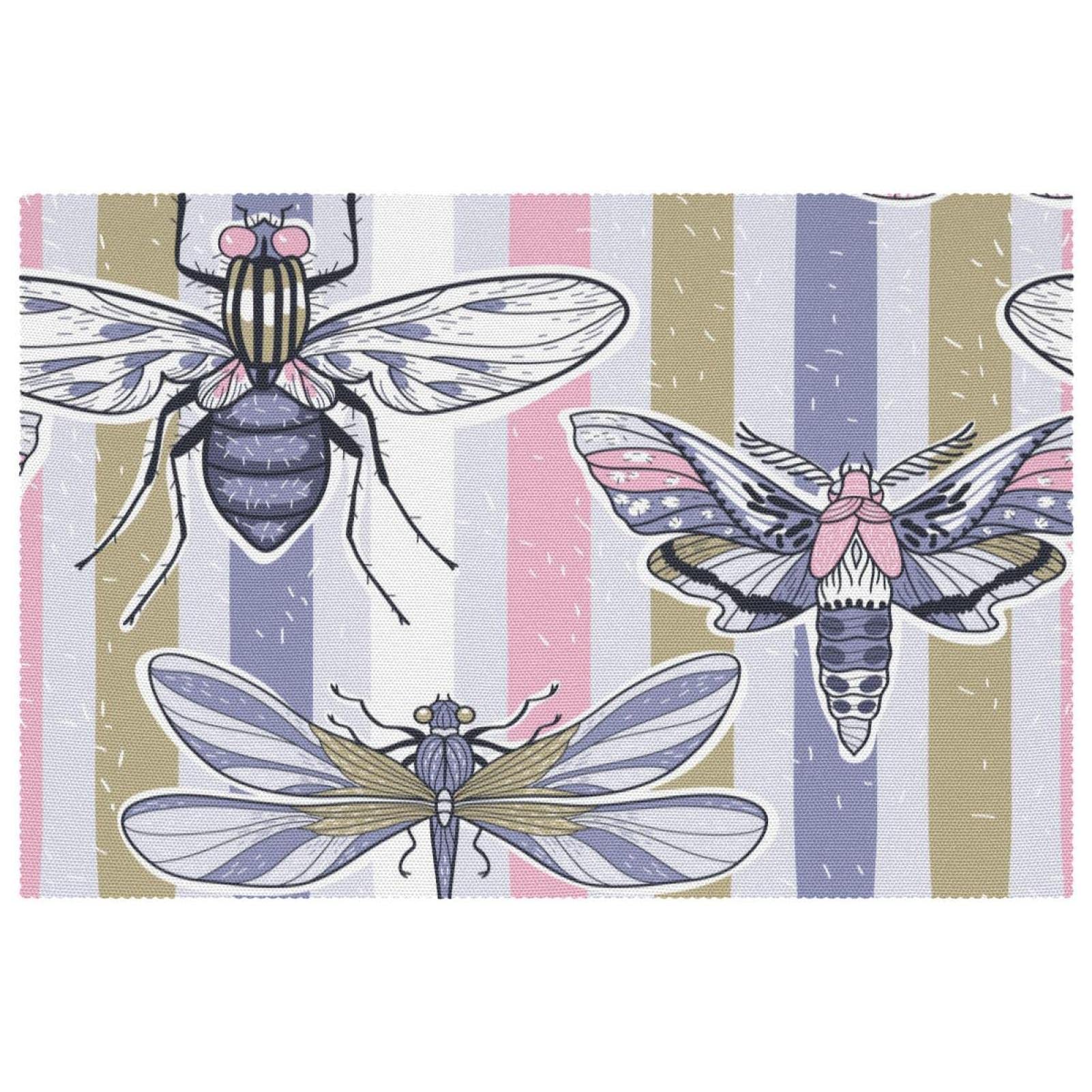 Lot de 6 sets de table à rayures d'insectes antidérapants 30x45 cm