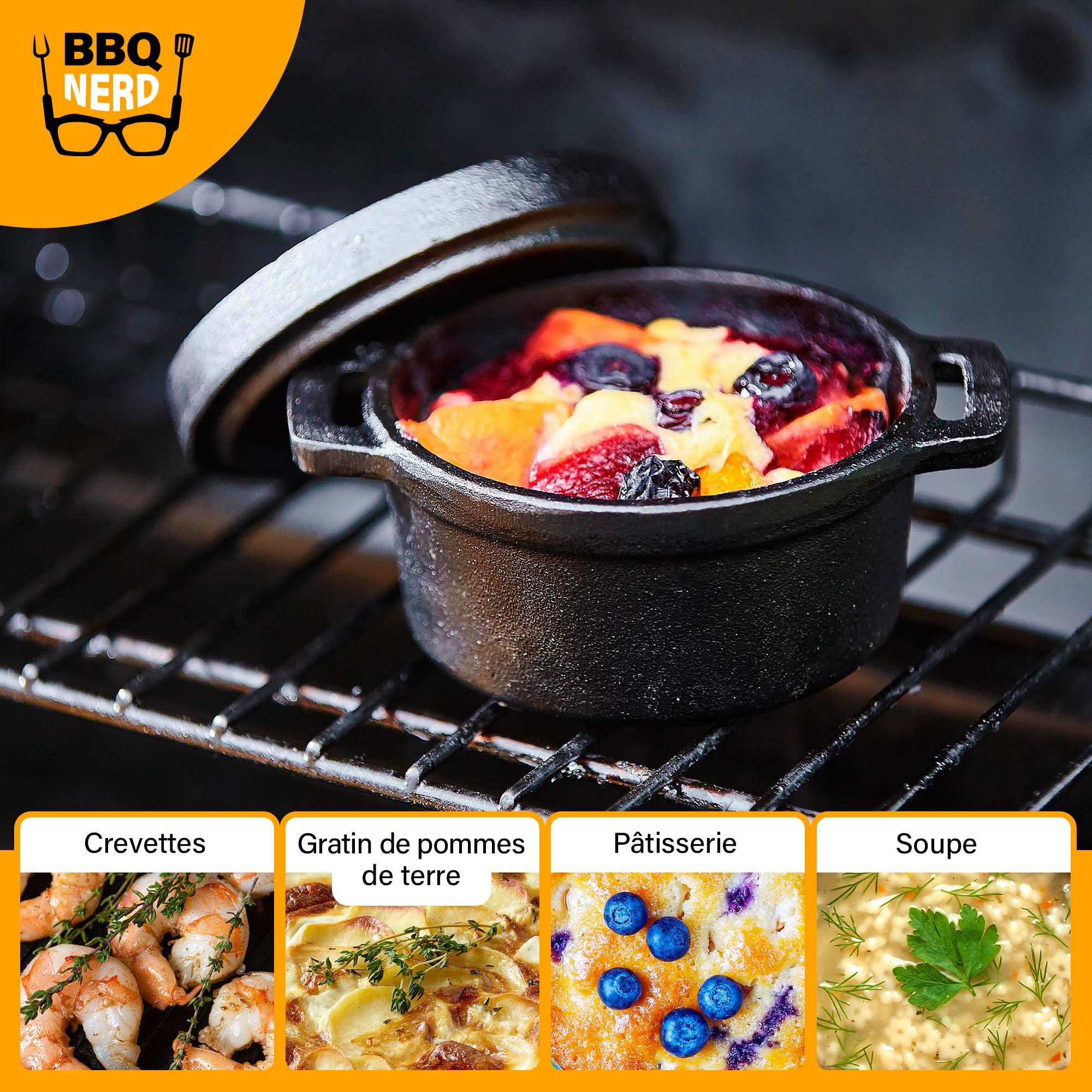 BBQ-Nerd© Mini marmite en fonte avec couvercle 11 x 5 cm pour barbecue, foyer, four, cuisinière, marmite de service, casserole à pain, cocotte, casserole réfractaire en fonte
