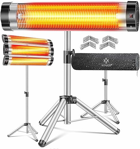 KESSER® Infrarotstrahler Heizstrahler Terrassenstrahler 2500W inkl. Schutzhülle höhenverstellbarem Teleskopstativ Wickeltischstrahler