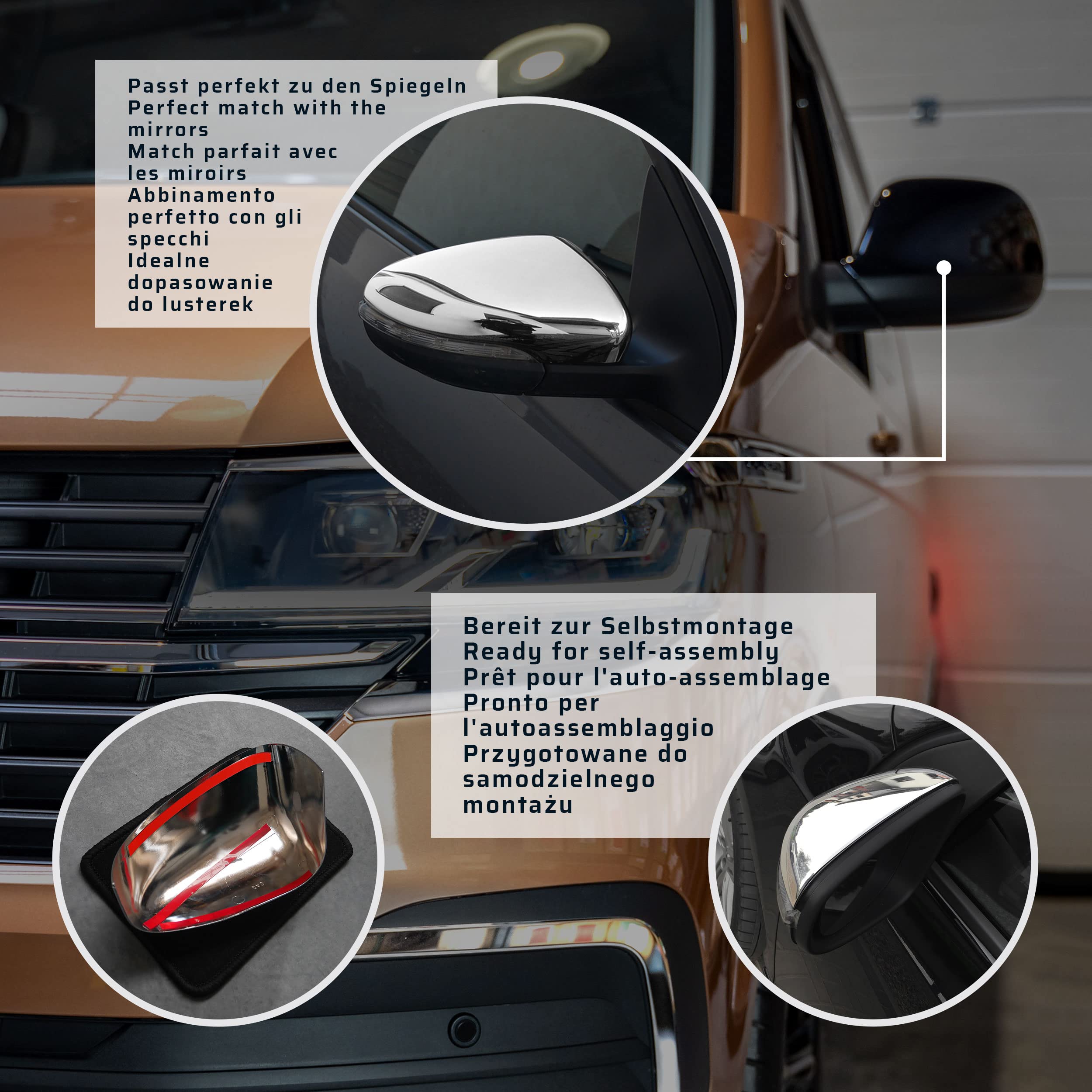 CHROMEMASTER | Nakładki na Lusterka Zewnętrzne | Kompatybilne z VW Golf Mk6 Hatchback, 3 Drzwi 2009-2013 | Stal nierdzewna; Osłony Lusterek to Niepowtarzalny Wygląd Auta i Ochrona Przed Uszkodzeniem