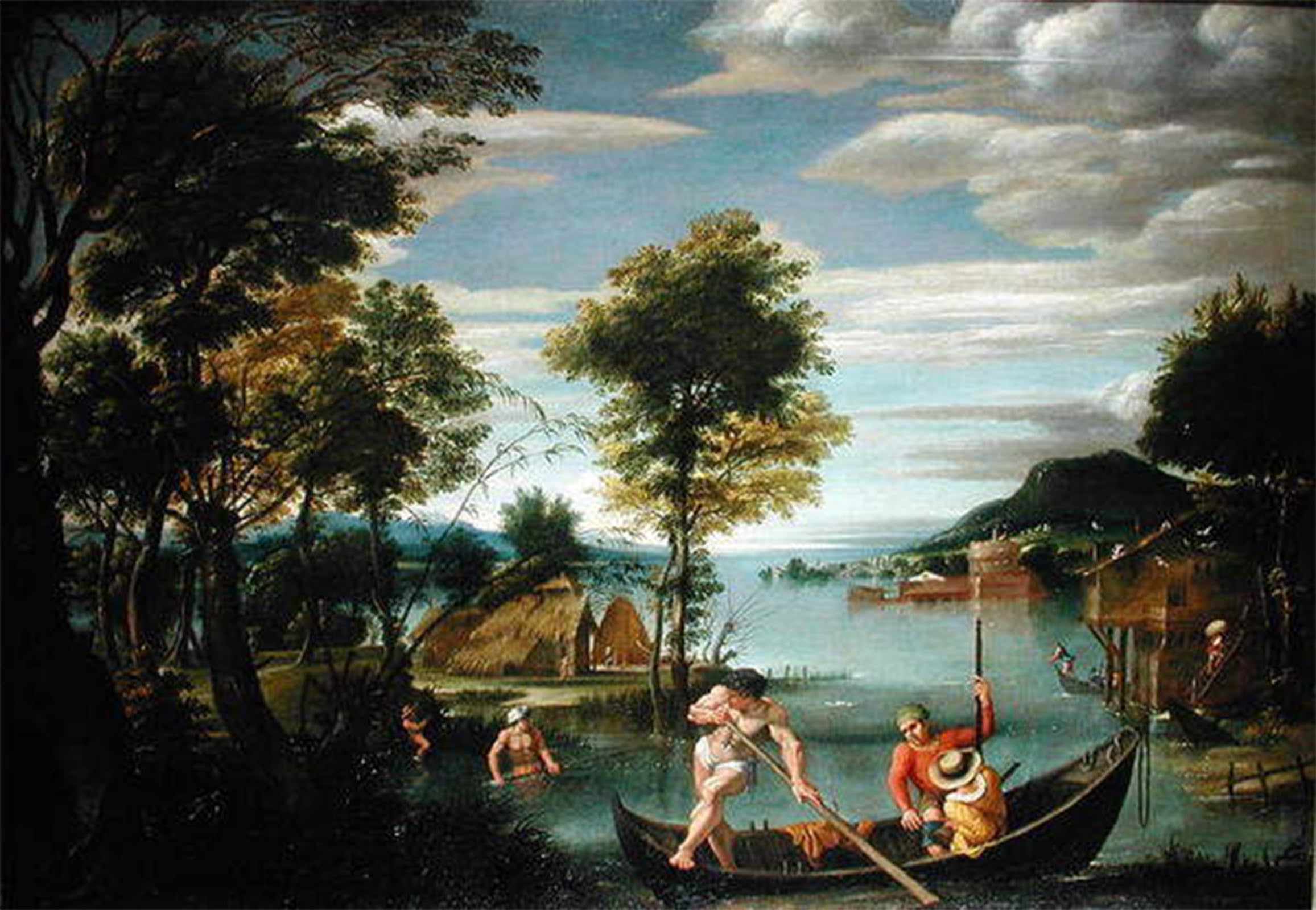 POSTERIIk Famous Animal Posters Vintage Picture Landscape with Boats by Domenichino Modern Wall Decor for Home Decor 60x90cm