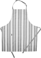 AMOUR INFINI Women's Cotton Striped Apron with Pockets - Adjustable Straps & Ties for Cooking, Baking, Gardening (27.5x33in Gray)