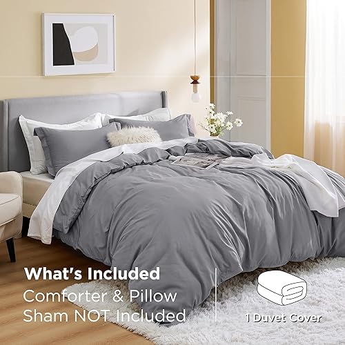Vista 331 de Bedsure - Juego de funda de edredón de tamaño matrimonial, ropa de cama suave con doble cepillado, 1 funda de edredón (80 x 90 pulgadas) y 2 fundas