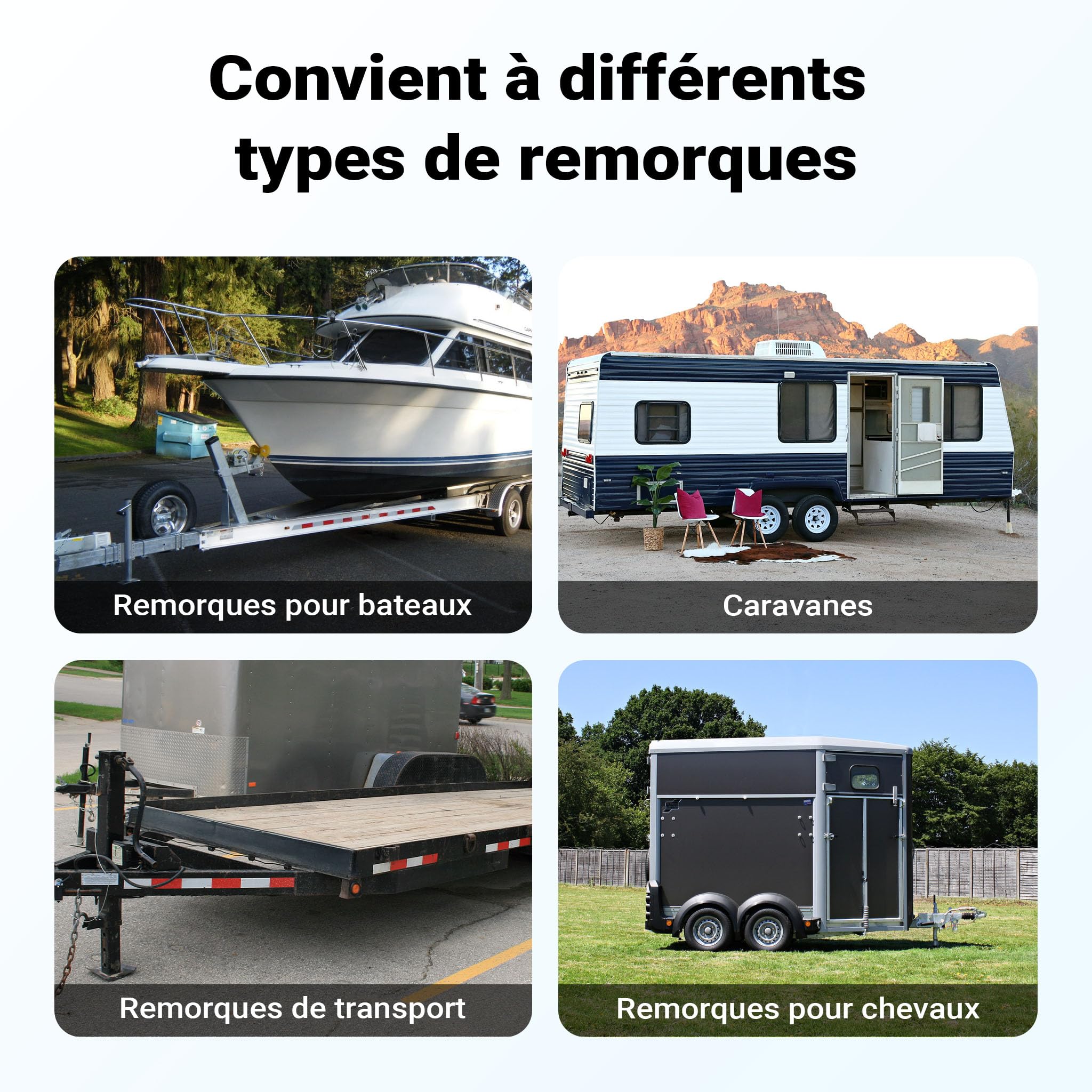 Wiltec Roue Jockey pour remorque – 600 x 250 x 50 mm – DM 48 mm – capacité Max. 362 kg – en Acier galvanisé et Caoutchouc – Béquille Camping Car Caravane