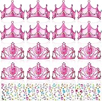 Vista 12 de Yaomiao 44 coronas de espuma para niños, tiaras de princesa, coronas de diamantes a granel, kits de fabricación de calcomanías para suministros