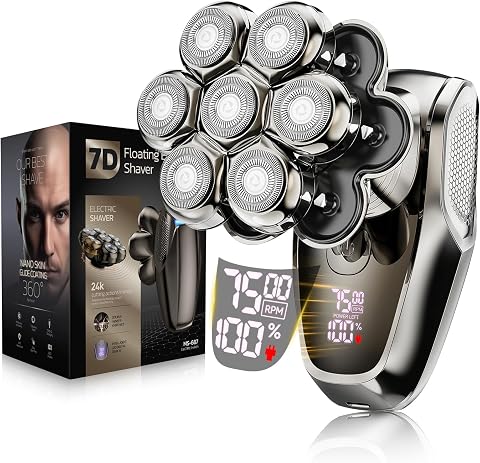 Head Shavers for Bald Men: 𝟕𝐃 𝐃𝐞𝐭𝐚𝐜𝐡𝐚𝐛𝐥𝐞 Electric Shaver -Father's Day - IPX7 Waterproof Electric Razor - Wet & Dry Bald Razor with Type-C Charge - LED Display - Gifts