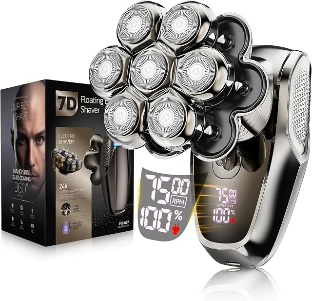 Head Shavers for Bald Men: ๐๐ ๐๐๐ญ๐๐๐ก๐๐๐ฅ๐ Electric Shaver -Father's Day - IPX7 Waterproof Electric Razor - Wet & Dry Bald Razor with Type-C Charge - LED Display - Gifts