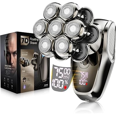Head Shavers for Bald Men: 𝟕𝐃 𝐃𝐞𝐭𝐚𝐜𝐡𝐚𝐛𝐥𝐞 Electric Shaver -Father's Day - IPX7 Waterproof Electric Razor - Wet & Dry Bald Razor with Type-C Charge - LED Display - Gifts