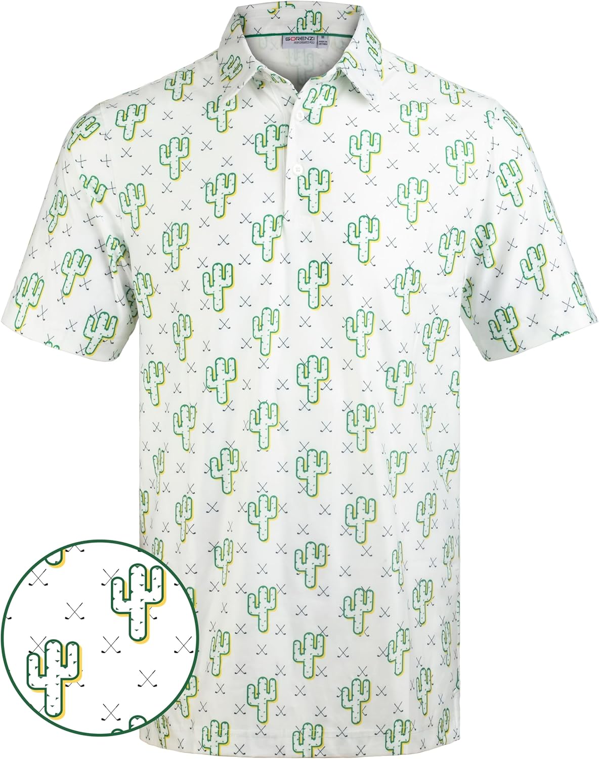 Men's Golf Shirts Short Sleeve Moisture Wicking Print Patterns Collared Performance Polo Golf Shirts for Men Dry Fit