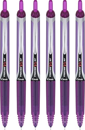 Miniatura 5 de PILOT Precise V5 RT - Bolígrafos de tinta líquida recargables y retráctiles, punta extrafina (0.020 in), tinta azul marino, paquete de 6