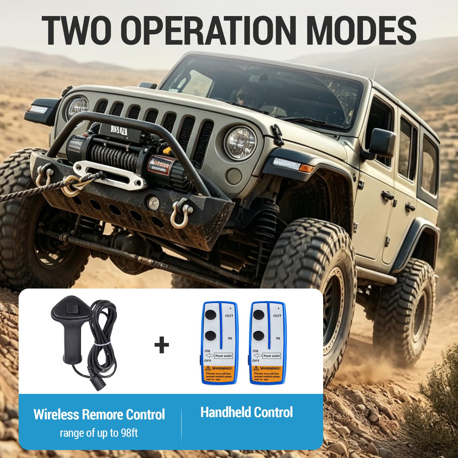 Verricello Elettrico 12 V 13500lb/6123kg CC con Cavo, IP68 Verricello Elettrico con 24m Corda Sintetica e Telecomando wireless×2, per carri rimorchi, fuoristrada, 4 x 4 veicoli,Traino UTV ATV etc.