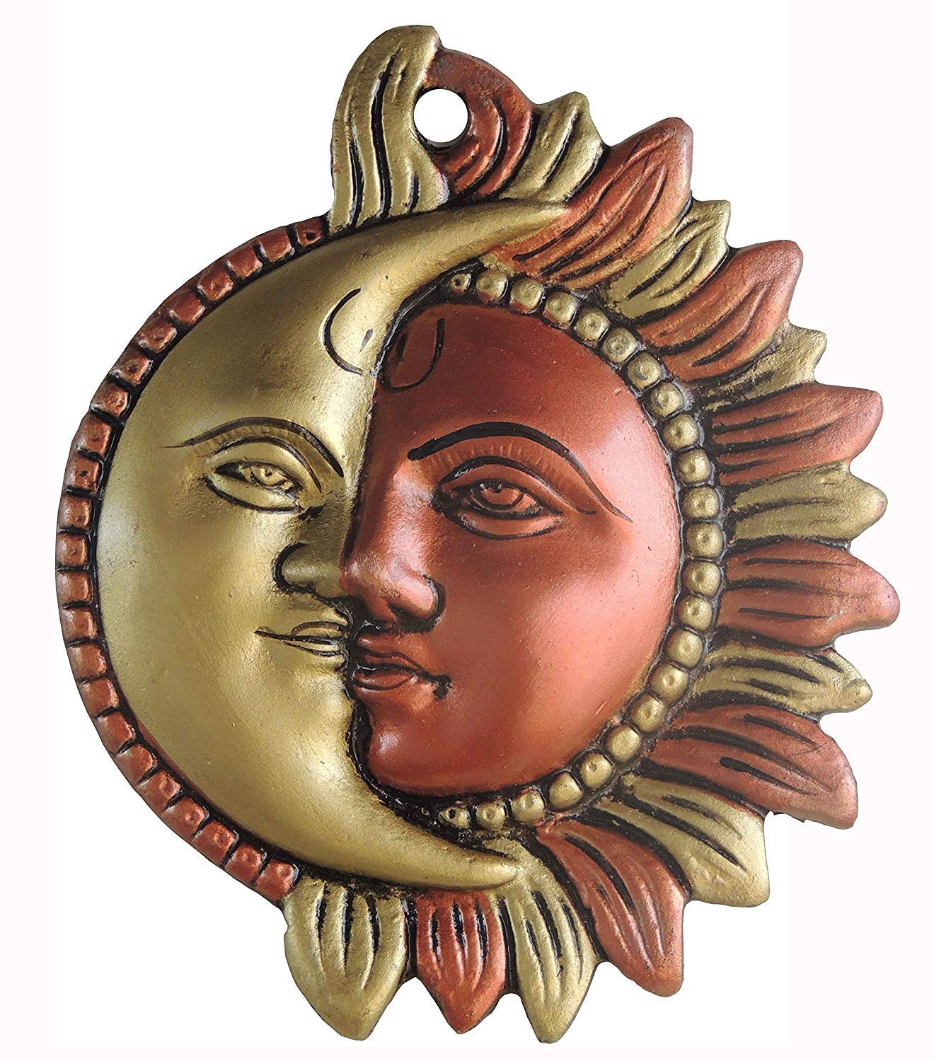 Lámpara de pared de aluminio con relieve de sol y luna para iluminación artística