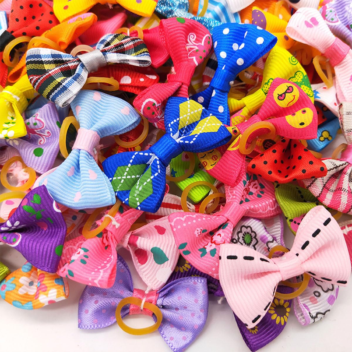 24 Stück Hundehaar Schleifen Mit Gummibändern | Für Kleine Hunde, Katzen, Kaninchen | Süße Pflege-Accessoires Für Partys