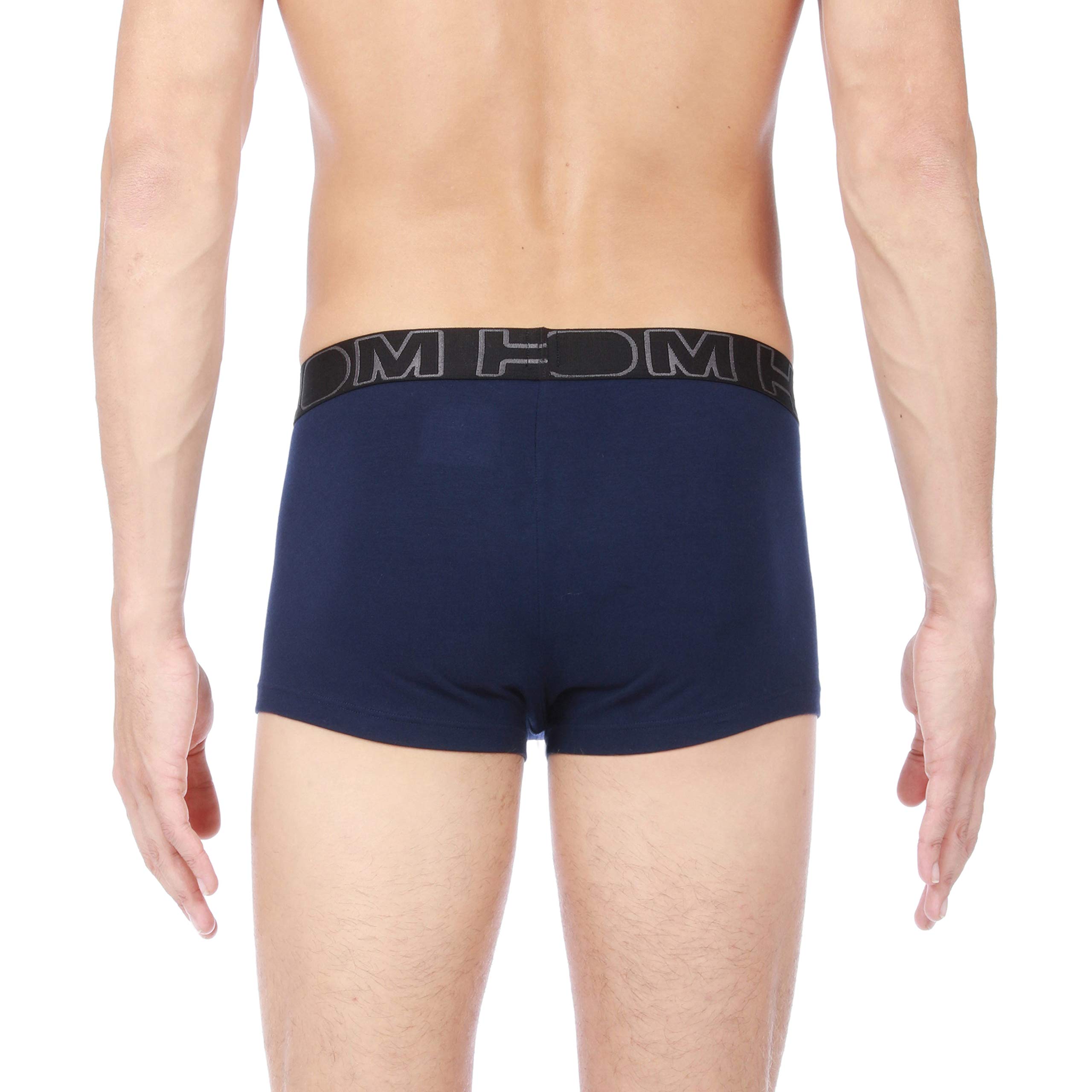Hom Męskie '2 Pack Shorts, Spodnie męskie, Bokserki Miękka Bawełna - Czarne, Granatowy, Szary, L