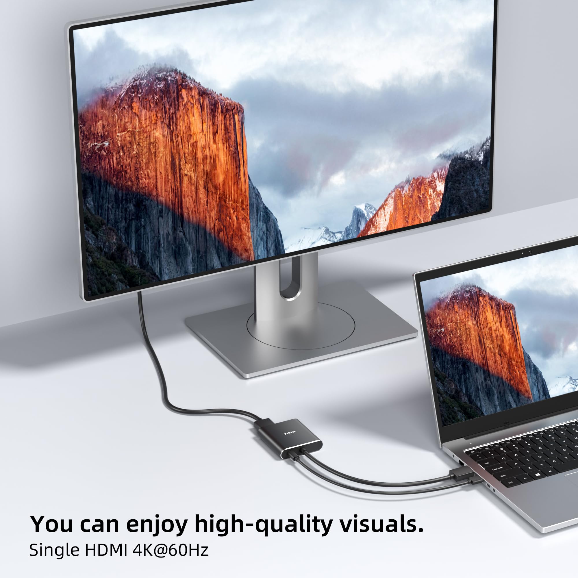 Adaptador DisplayPort 4K a 60Hz a HDMI dual, puerto de pantalla a 2 divisores HDMI, divisor de monitor dual MST para computadora, laptop, tarjeta gráfica, PC, Windows