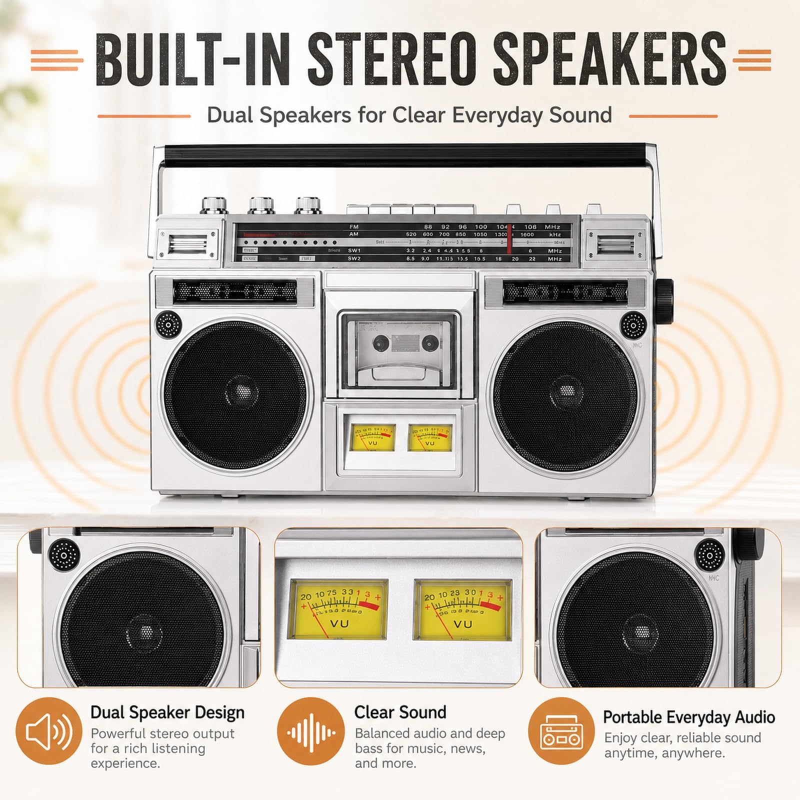 TsoLay Radioregistratore Retro CD Cassette, Lettore Cassette Stile Anni 80 con Radio Dab+, Ingressi USB/SD E Registrazione Cassette, Lettore CD Portatile per Casa, Famiglia, Viaggio E Feste