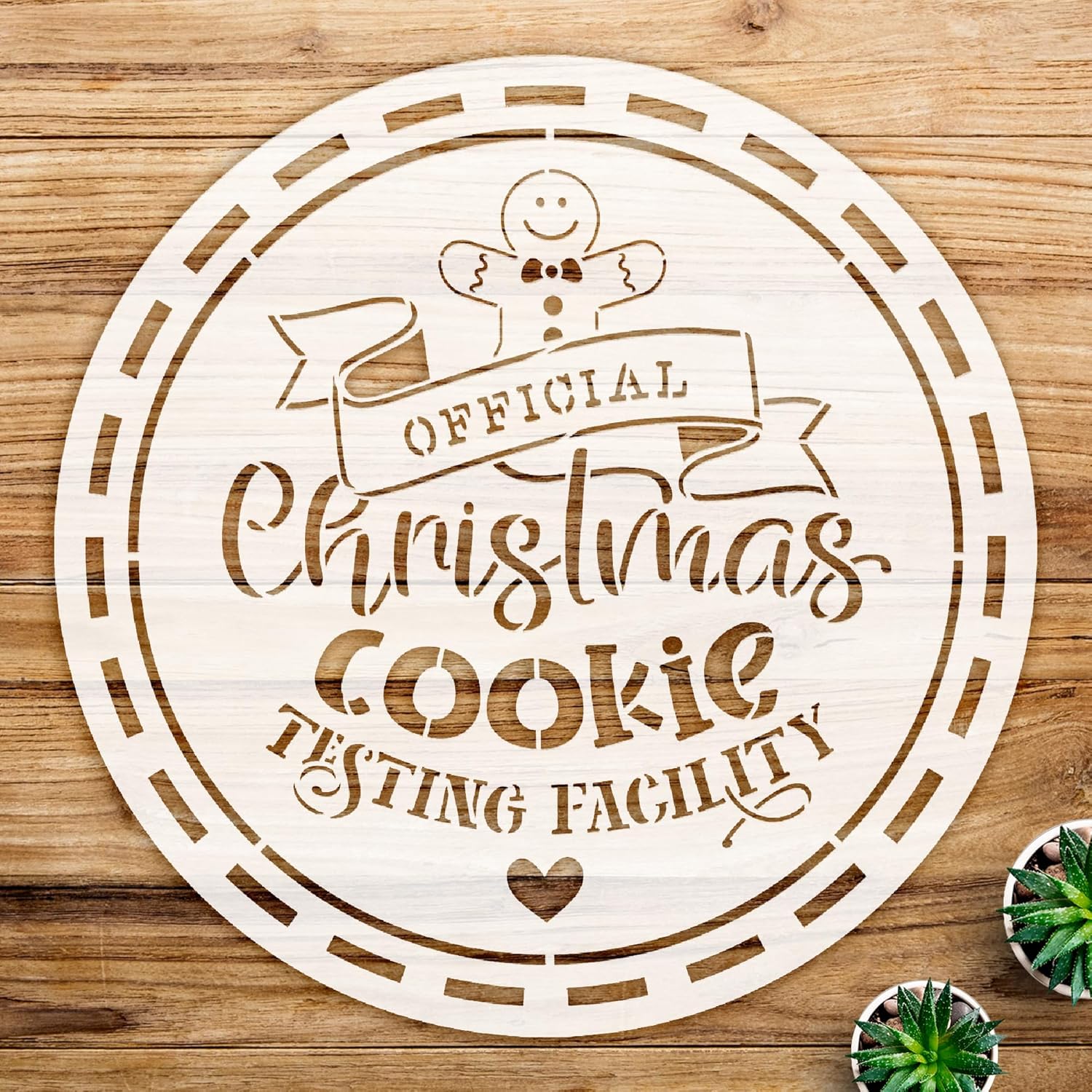 Christmas Cookie Testing Facility Stencil for Baking and Crafts, Reusable Mylar Template, Ideal for Gingerbread Kitchen Decor and Holiday Projects - Size A2 (16.5" x 16.5")