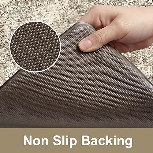 Vista 202 de KIMODE - Juego de 2 tapetes de cocina antifatiga, estilo vintage, antideslizantes, impermeables, ergonómicos, acolchados, cómodos para lavandería