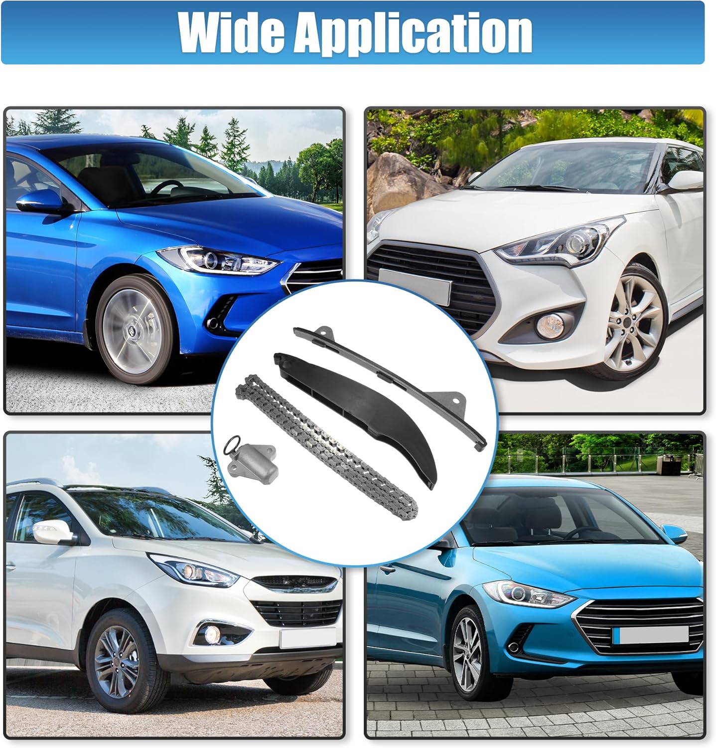 X AUTOHAUX Engine Timing Chain Kit Fit for Hyundai Elantra 2011-2016 Elantra GT 2013 1.8L for Kia Soul 2012-2014 Engine Timing Part Sets Replaces Part 24321-2E200 24410-2E000 24420-2E200