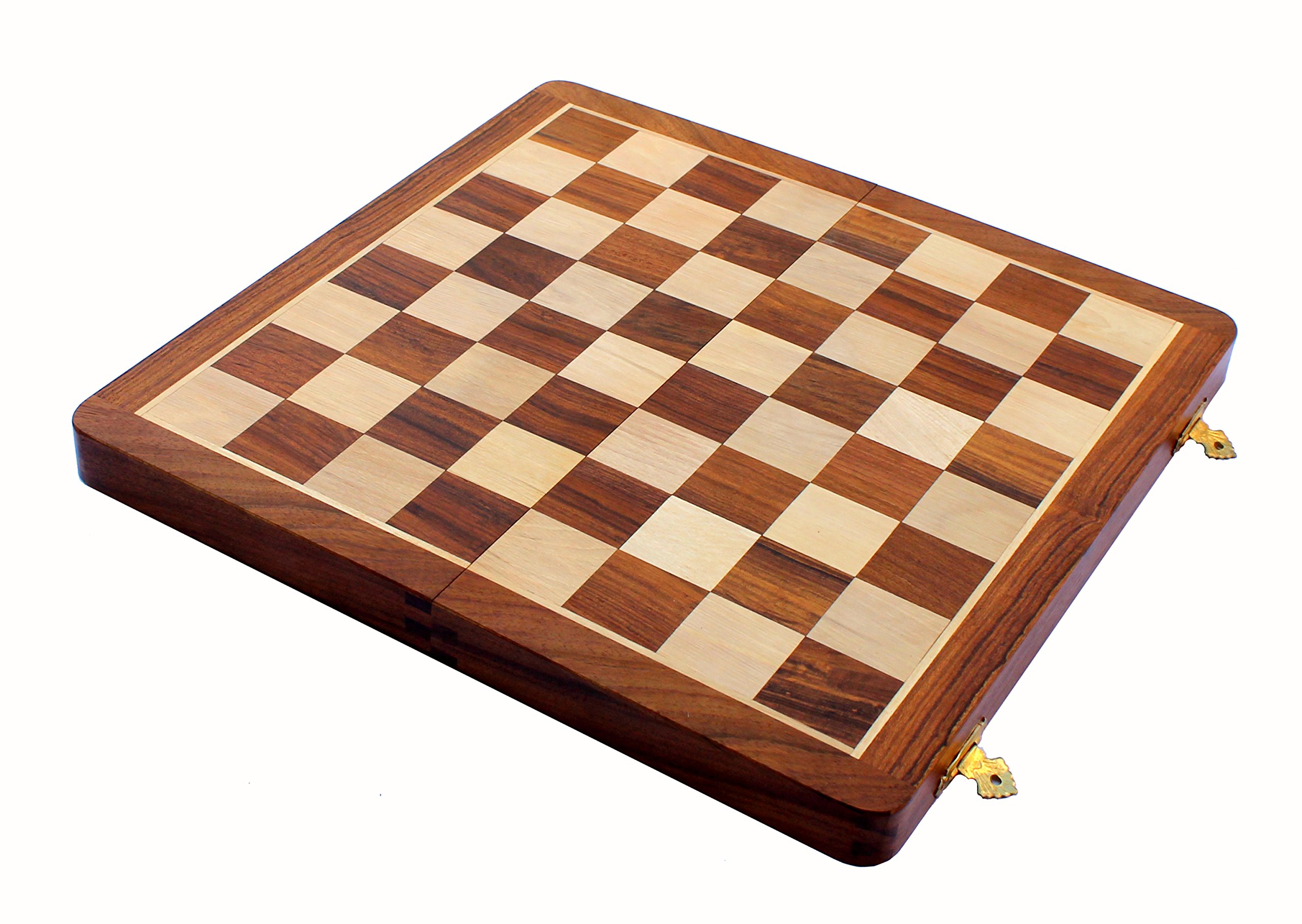 14" X 14" Collezione Scacchiera In Legno Pieghevole Commissione Di Ottone Numero Romano Pezzi