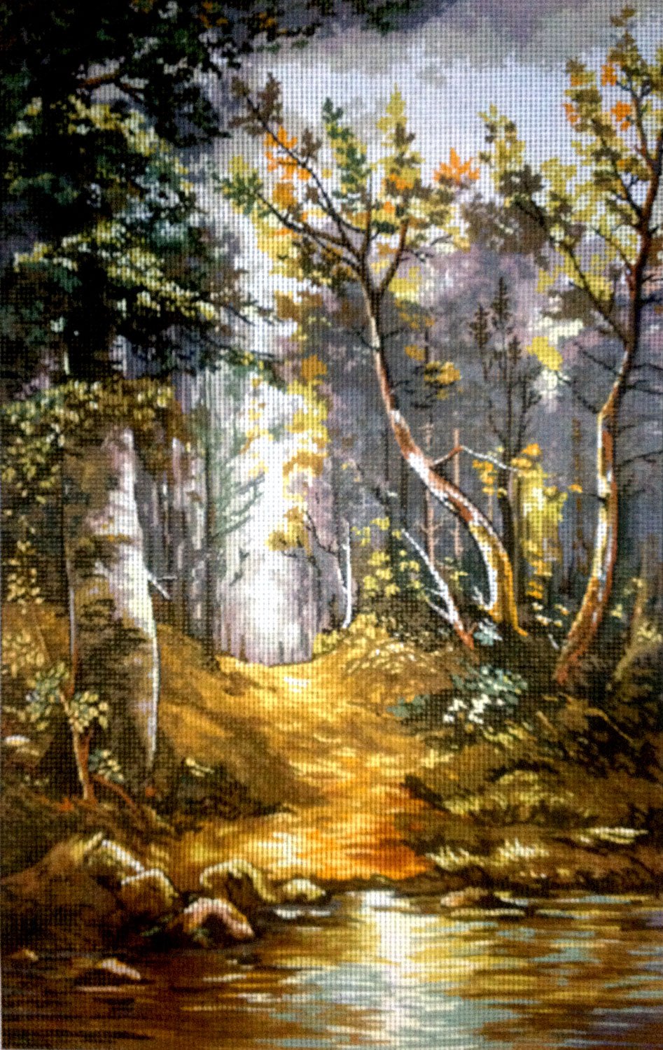 Hudemas Kit Mezzo Punto Completo Ruscello nel Bosco Mis 25x40cm cod 075