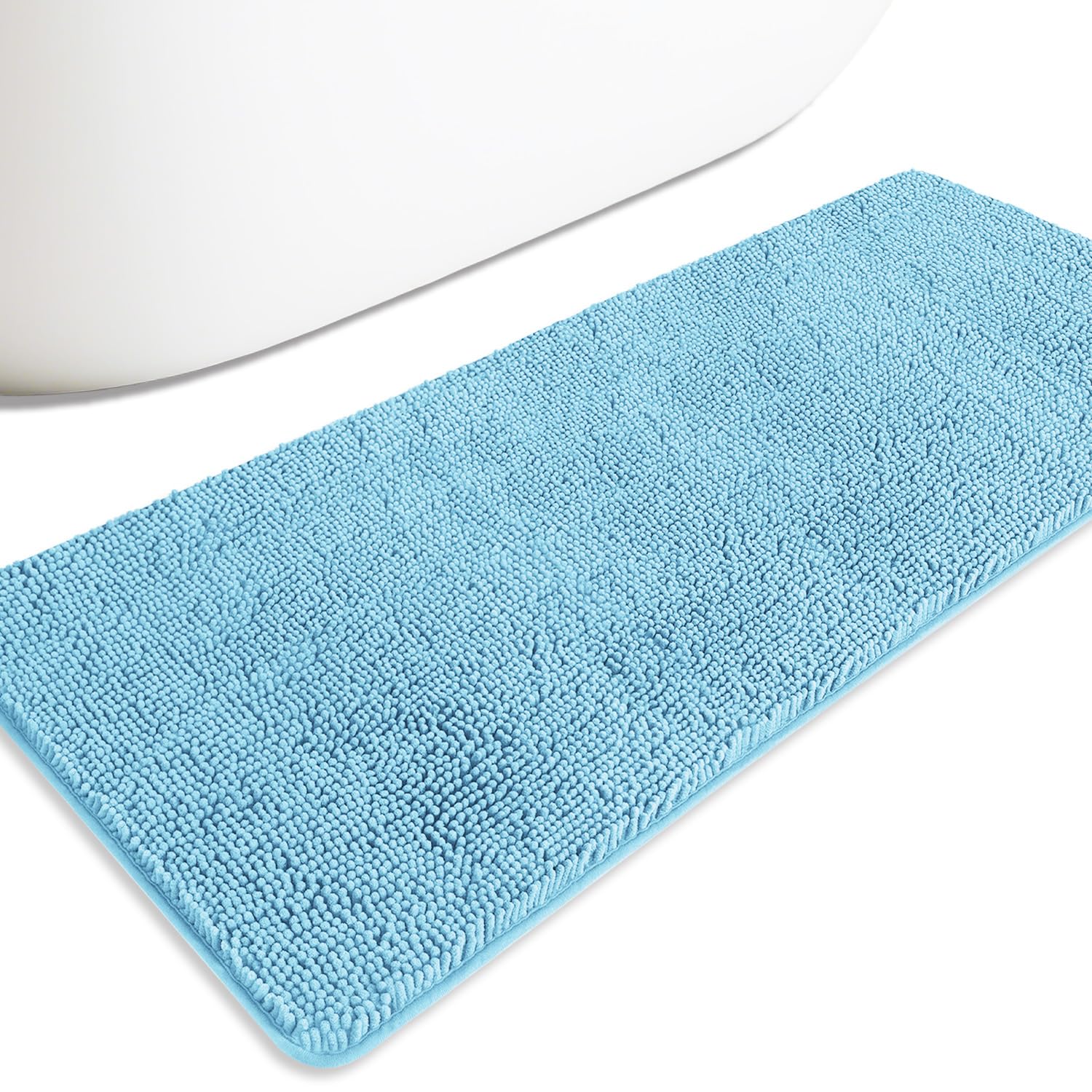 PureSwan Bathroom Runner Rug 24 x 60 Inch – Extra Large Long Bath Mat | Absorbent and Washable Thick Chenille Bath Rug Non-Slip Runner Rug for Bathroom, Shower, Sink(Sky Blue) — image 1