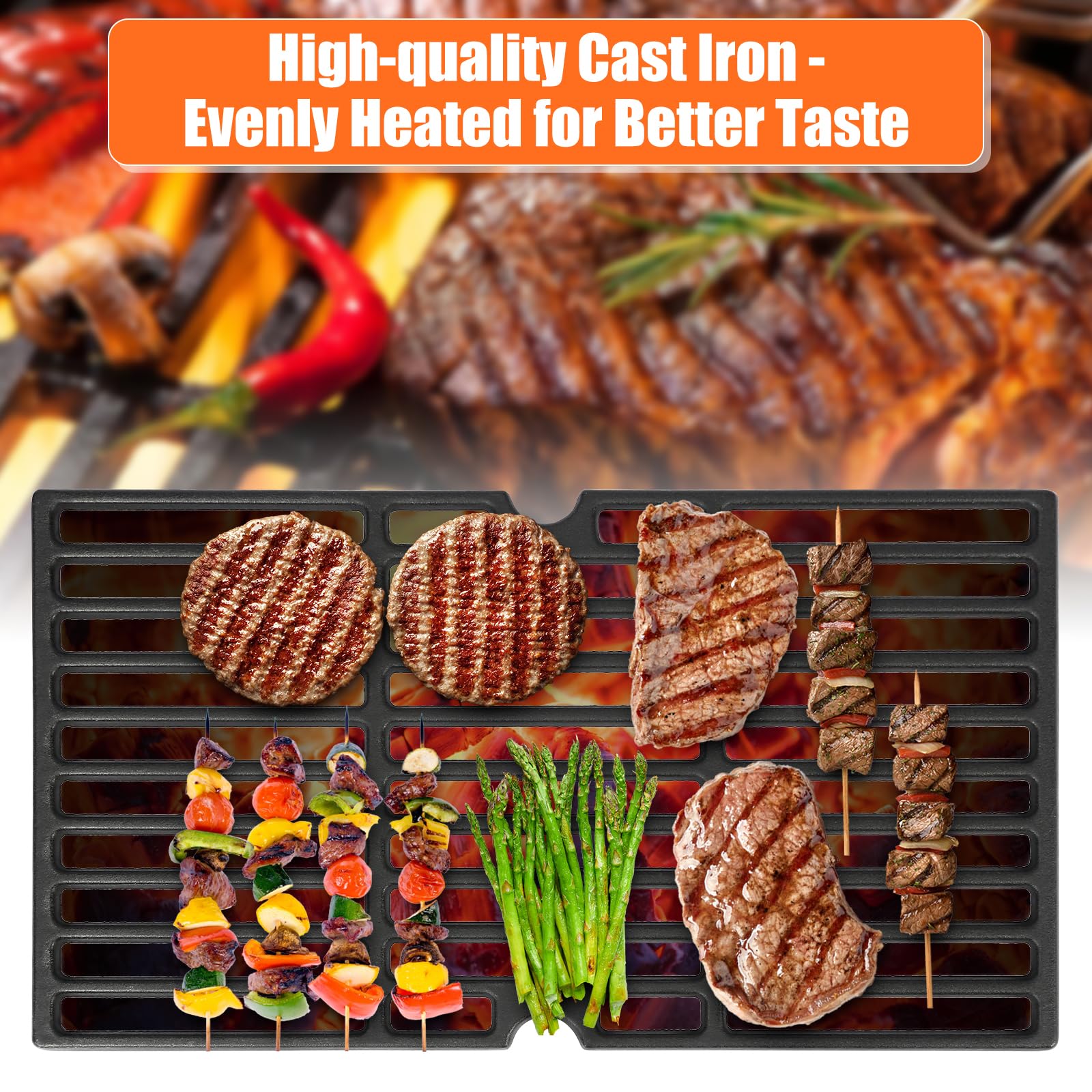 GFTIME Gusseisen Grillrost 43x39cm für ProfiCook PC-GG 1128 PC-GG 1255 PC-GG 1057 Gasgrill 2 Stück