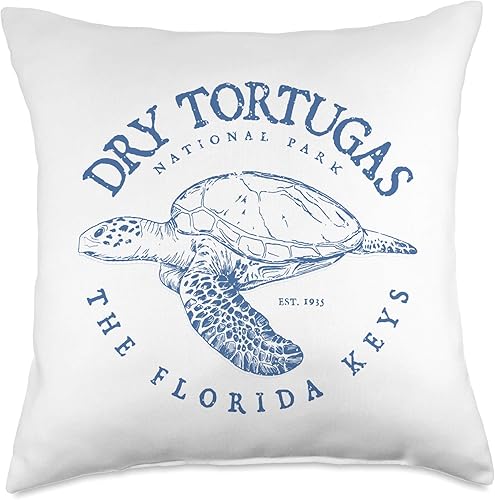 Dry Tortugas National Park Gift Turtle Swimming Dry Tortugas National Park Florida Keys - Almohada de tortuga de buceo, 18 x 18, multicolor