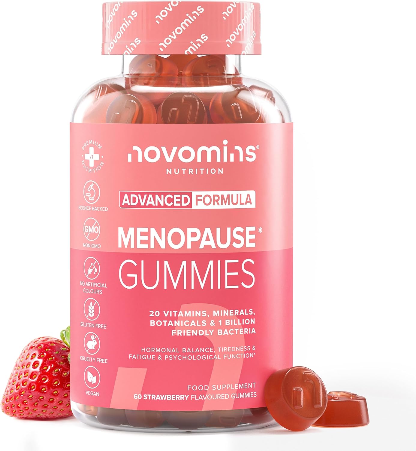 Menopause Gummies – Menopause Supplements with Sage Leaf, Maca Root, Ashwagandha & Probiotics for Women- Hormone Balance for Women – Post & Perimenopause Supplements – Vegan – 60 Gummies – Novomins