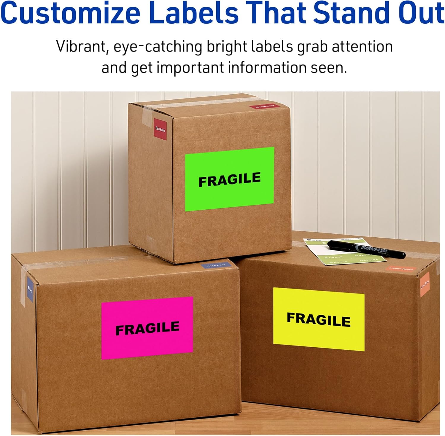 Avery Printable Shipping Labels, 5-1/2" x 8-1/2", Neon Green, Laser & Inkjet Compatible, 200 Blank Labels Total, Great for Branding, Mailing, Organizing, and More (5952)
