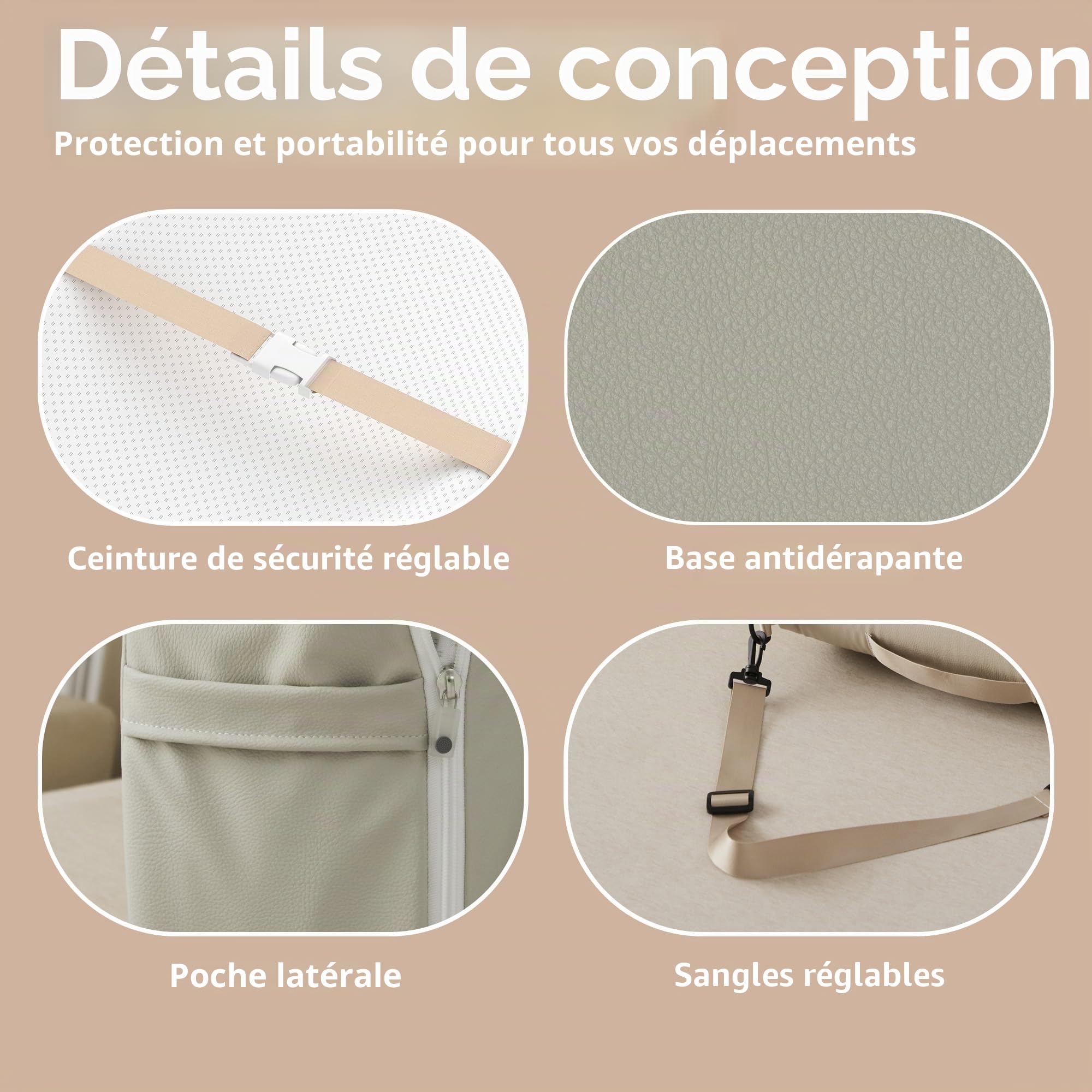 Matelas à langer avec doublure imperméable en mousse, comprend une housse douce et lavable, tapis à langer profilé pour commode avec fond antidérapant, 81,3 x 40,6 cm