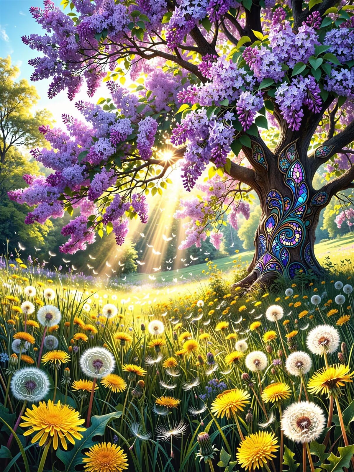 Puzzle 4000 sztuk dla dorosłych 141 x 87 cm, fioletowe i żółte kwiaty łamigłówka klasyczna, trudne trudne trudne łamigłówki puzzle rodzinna gra i dekoracja ścienna