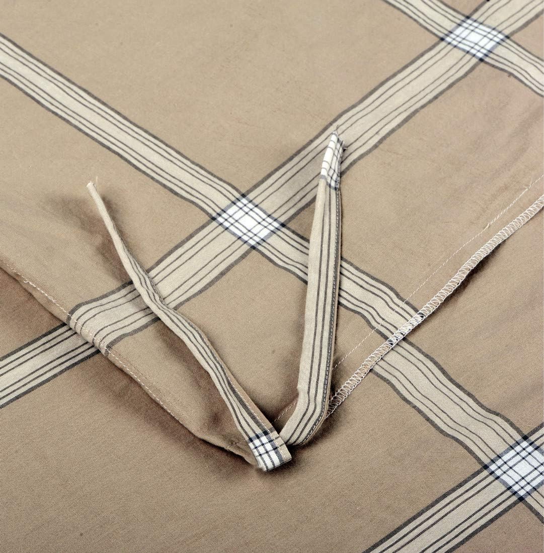 Home Soft Things 100% Washed Cotton Duvet Cover 3 Piece Set, King 102" x 90", Camel Windowpane Check Plaid Bedding Set with Zipper Closure, Ultra Soft and Easy Care, 1 Duvet Cover 2 Pillow Shams