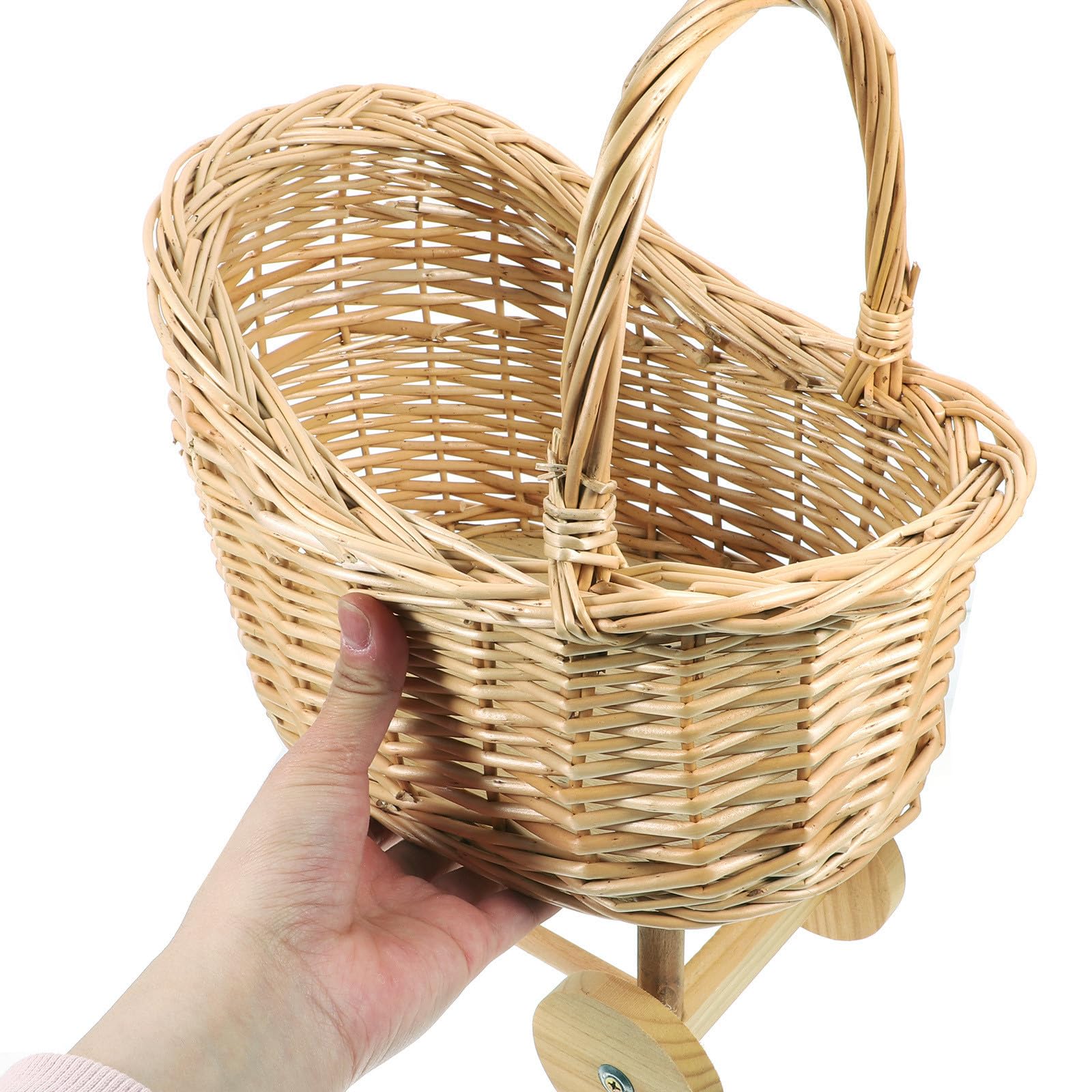 Cabilock Handgeflochtener Rattankorb Mit Griff, Kinderwagenförmiger Blumenkorb Für Blumenmädchen, Korb Für Hochzeitsdeko, Babyparty Geschenkekorb, Dekorativer Blumenkorb