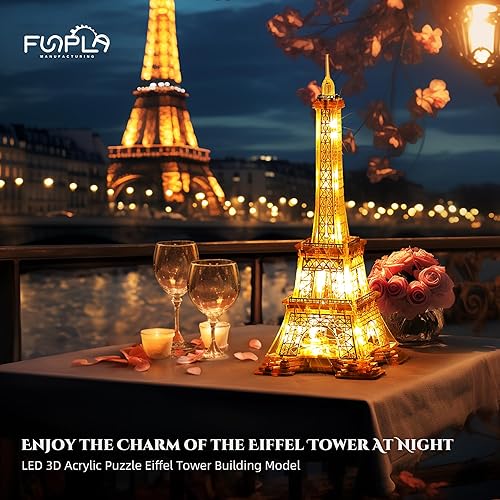 Miniatura 2 de Rompecabezas LED 3D Torre Eiffel Modelo de construcción  Modelo de construcción de arquitectura 3D  Monumento de París por la noche  Lámpara de