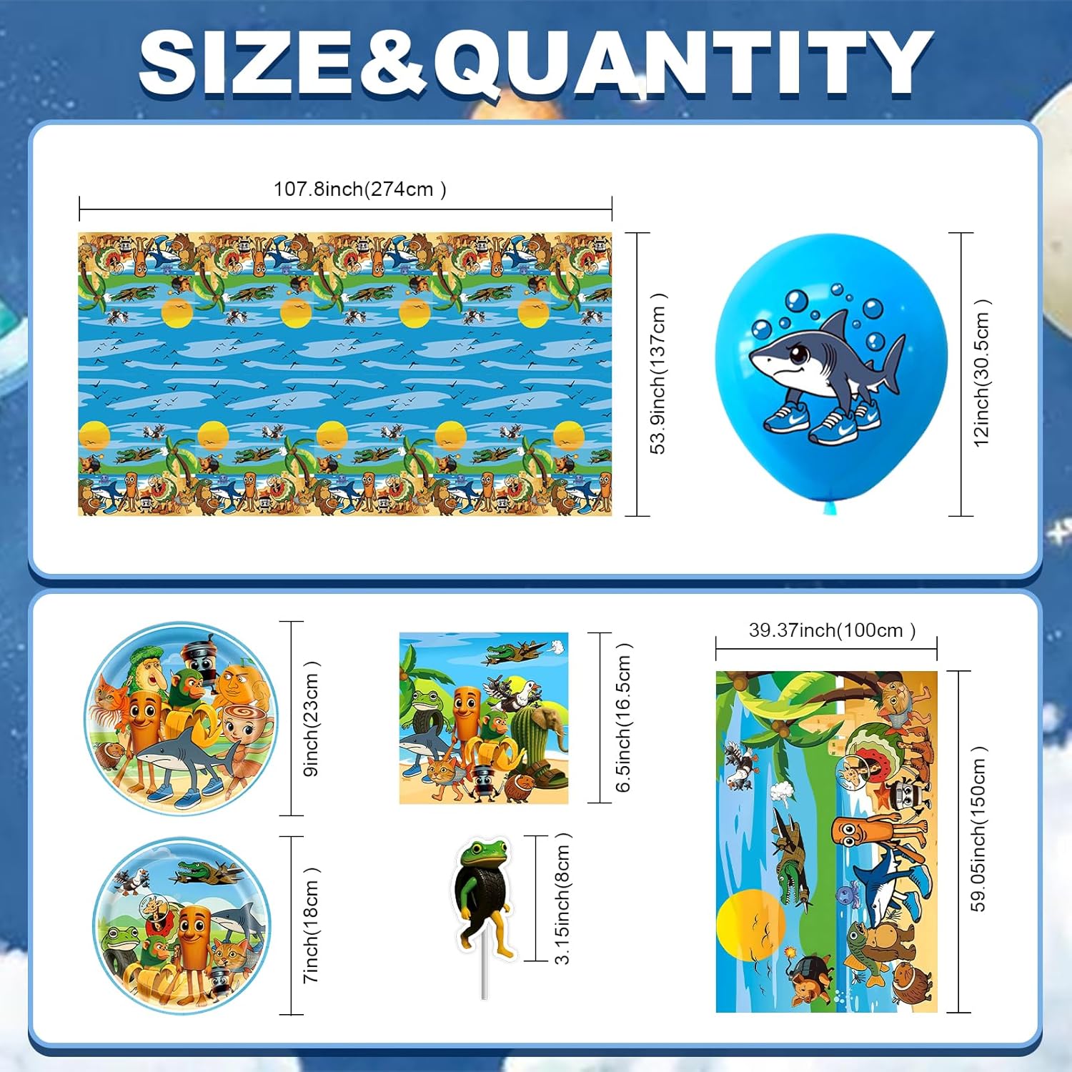 Italian Brainrot Birthday Decorations Set with Brainrot Designs, Brainrot Party Decorations Kit Includes Banner, Backdrop, Tablecloth, Balloons, Cake Topper for Kids Party