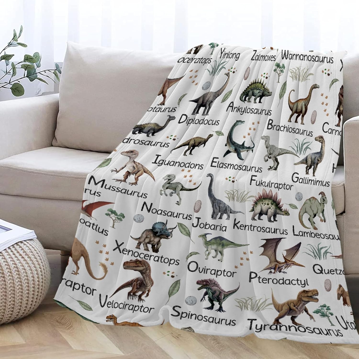 Dinosaur Blanket for Kids Boys Types of Dinosaurs Gifts for Toddler Dinosaur Lovers Super Soft Flannel Throw Blanket for Sofa Camping Travel Bed Home Dinosaur Room Decor,40"x50"for Kids/Baby - Image 2