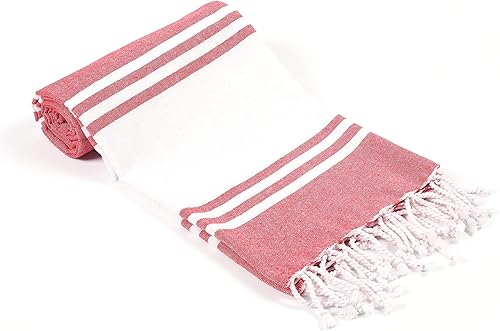 Goroly Home Toallas peshtemal de algodón turco para baño, playa, spa, gimnasio, yoga, ligeras y absorbentes, de secado rápido, sin arena (rojo, 36 x
