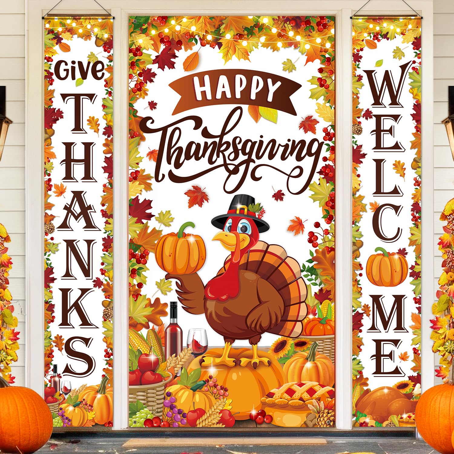 Panneau Décoratif "All You Need Is Turkey Wine & Good Friends" - Thème Thanksgiving
