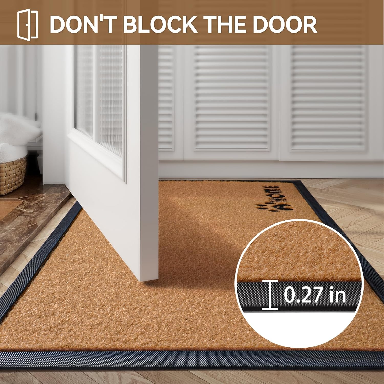 Dirt Trapping Outdoor Welcome Mats, 24x35 Durable Non-Slip Door Mat Outside Entrance, Low Profile Easy Clean Doormat for Patio Porch Front Indoor Entryway, Brown