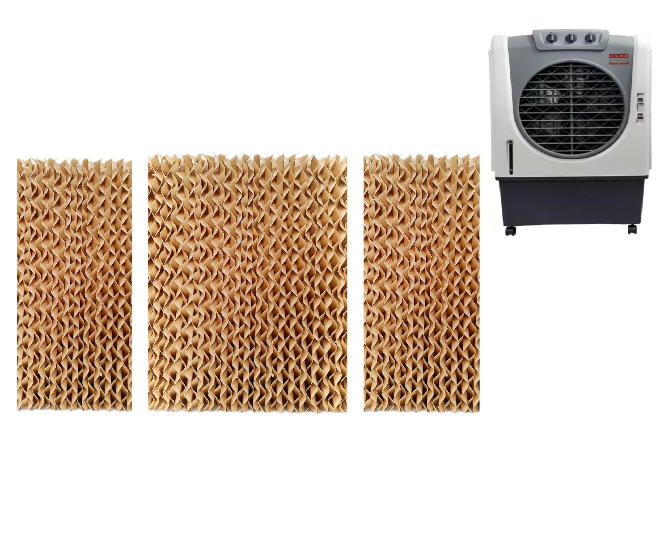 PrimeWave Honeycomb Replacement Pads for Usha Honeywell CL601 PM Desert Cooler 55 litres (Brown)-image-2