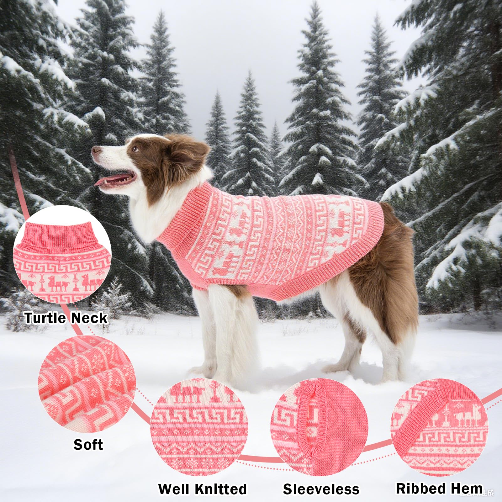 EXPAWLORER Knitted Turtleneck Dog Jumper, Soft Warm Dog Clothes Sweater, Comfortable Puppy Jumper Sleeveless Pet Clothing - Image 3