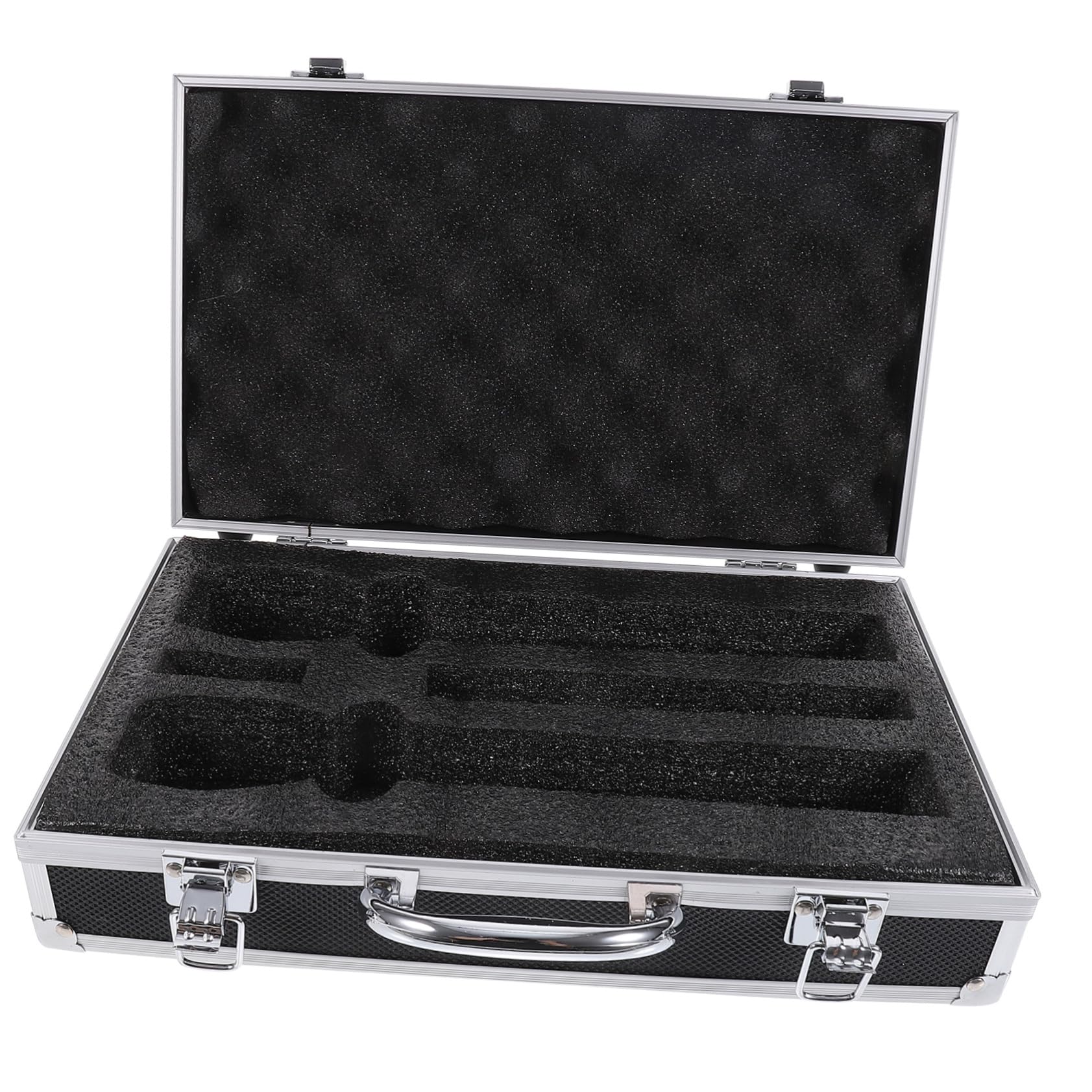 Valigia Portamicrofono Wireless in Lega di Alluminio Leggera Struttura Multi-slot e Protezione per 2 Microfoni, per Karaoke e Registrazioni