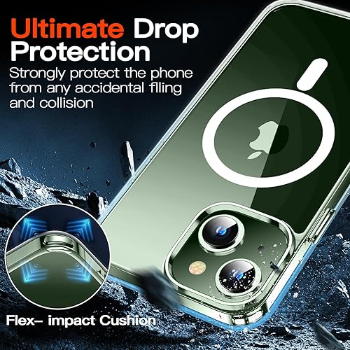 Miniatura 5 de Funda para iPhone 13 Mini, compatible con Magsafe antiamarilleo con protector de pantalla, delgada funda delgada de 10 pies a prueba de golpes de
