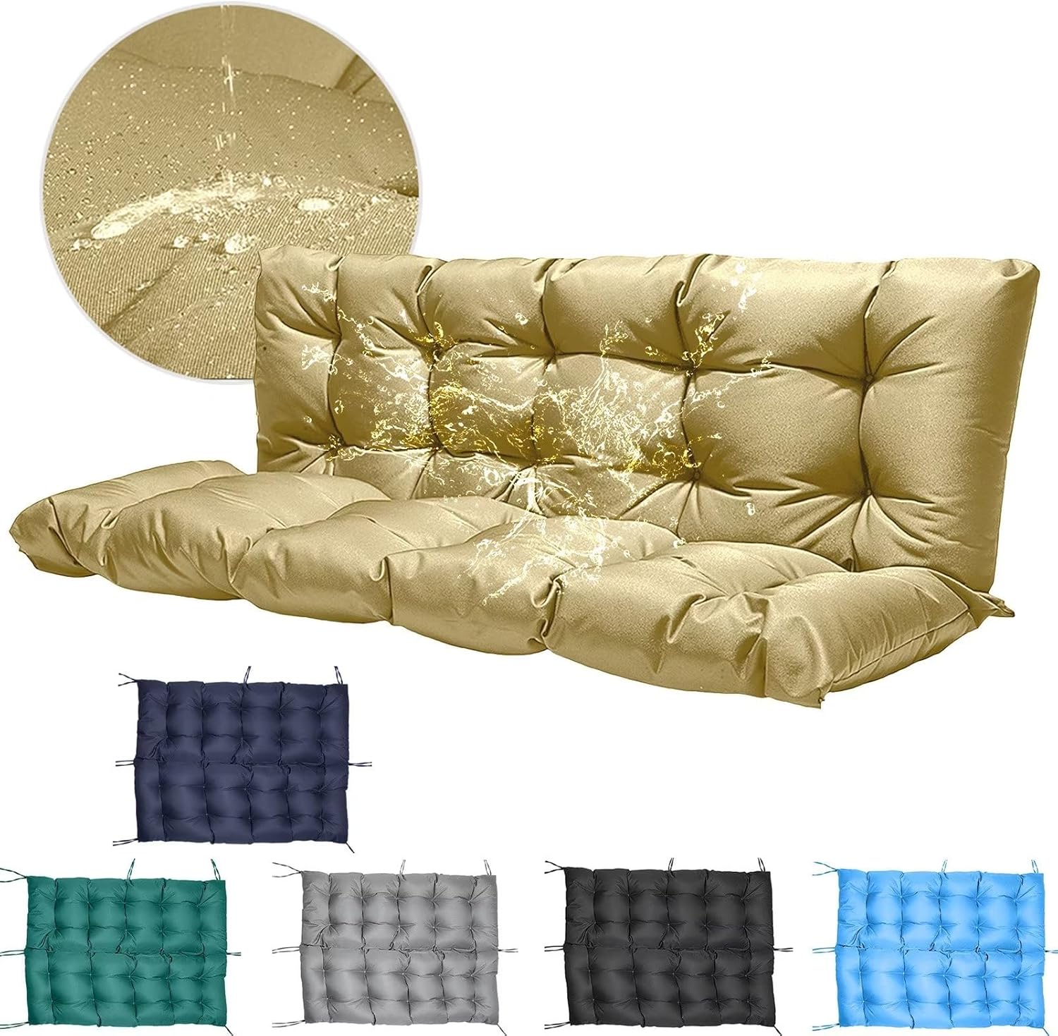 LCKFFYD Porch Swing Cushions, Waterproof Bench Cushion for Outdoor Furniture 2/3