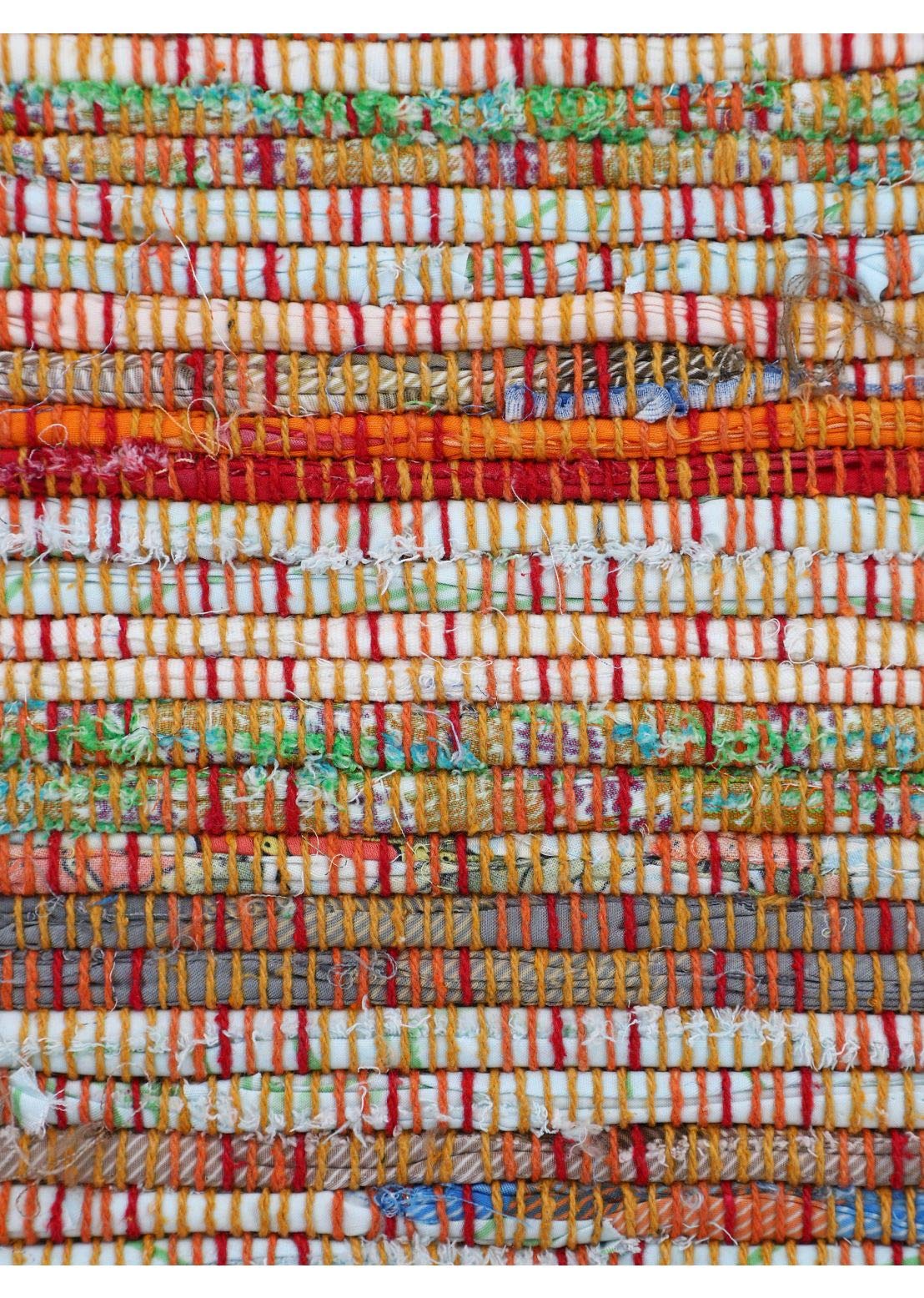carpetfine Tappeto a tessitura Kilim Chindi Arancio 140x200 cm | Tappeto moderno per soggiorno e camera da letto