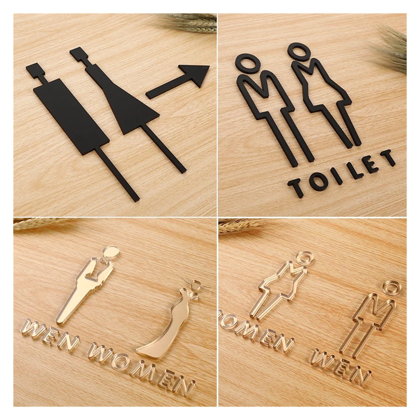 Tiges creuses en polyuréthane pour hommes et femmes, panneau d'orientation des toilettes pour centre commercial, bureau, immeuble, plaque de porte de rappel (M)