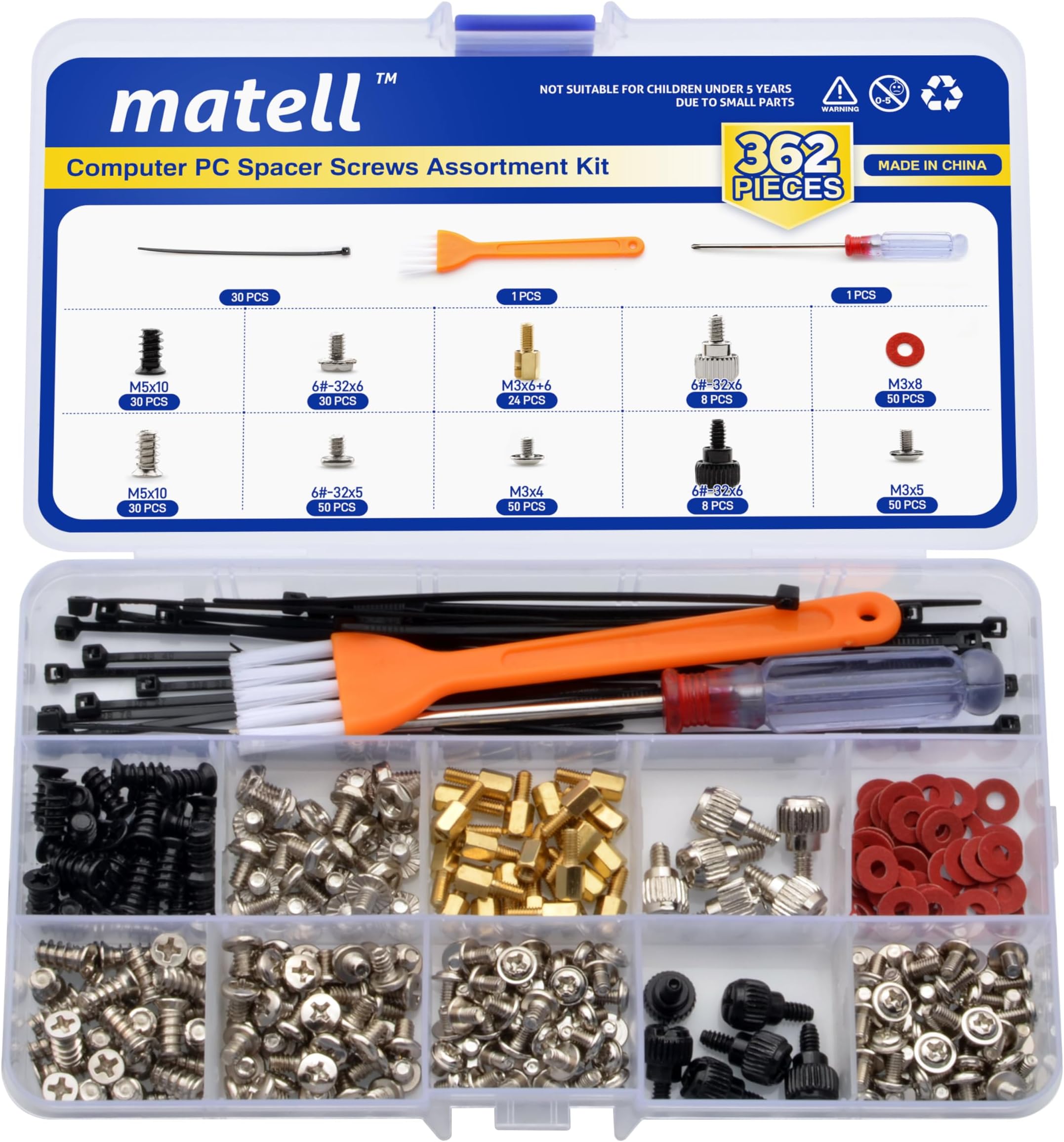 362PCS Computer PC Spacer Screws Assortment Kit,Hard Drive Computer Case Motherboard Fan Power Graphics Chassis, CD-ROM, ATX Case,Power Card,PC Installation & Repair