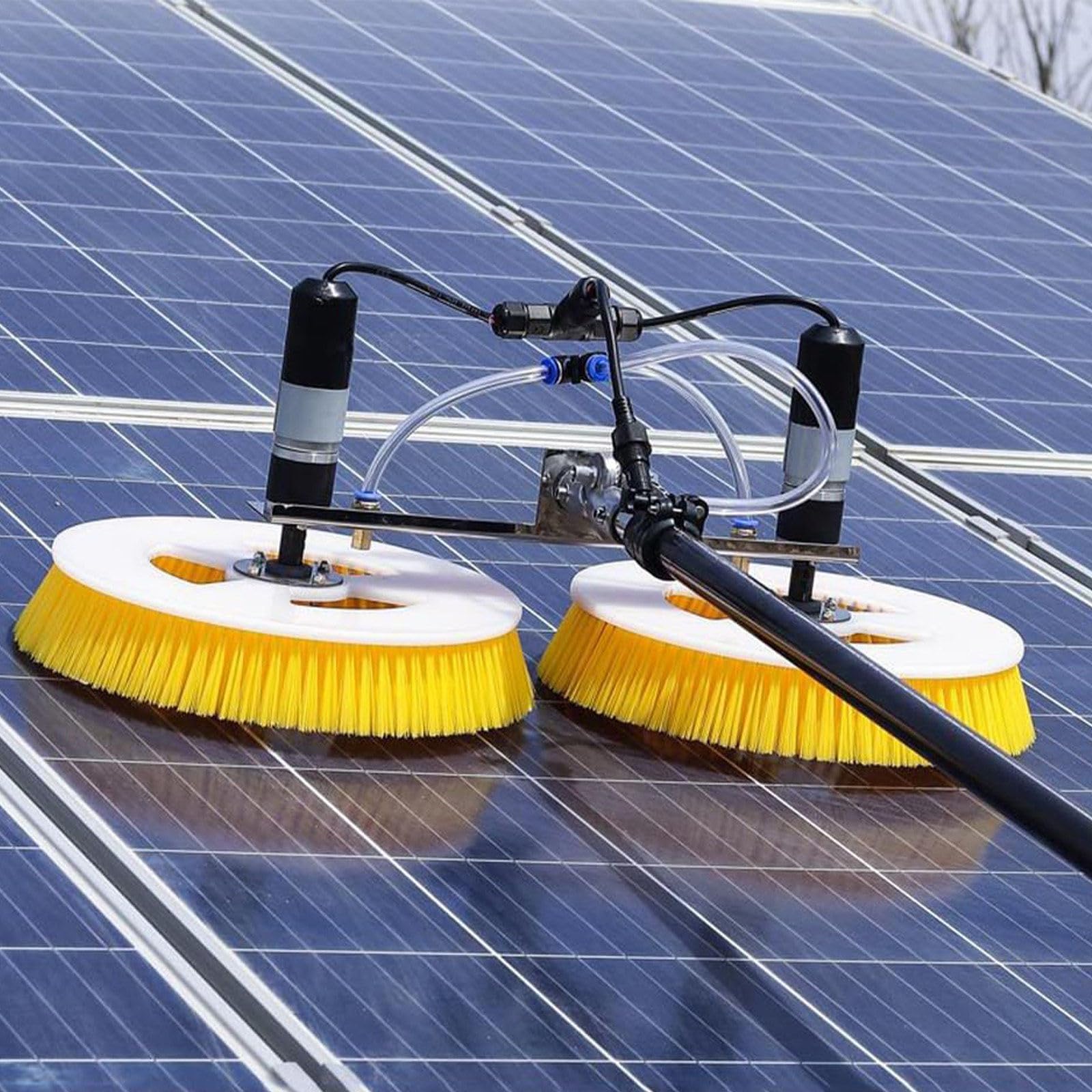 YNBSHGAA Electric Solar Panel Cleaning Tool with Water Fed Pole Kit for Photovoltaic Maintenance